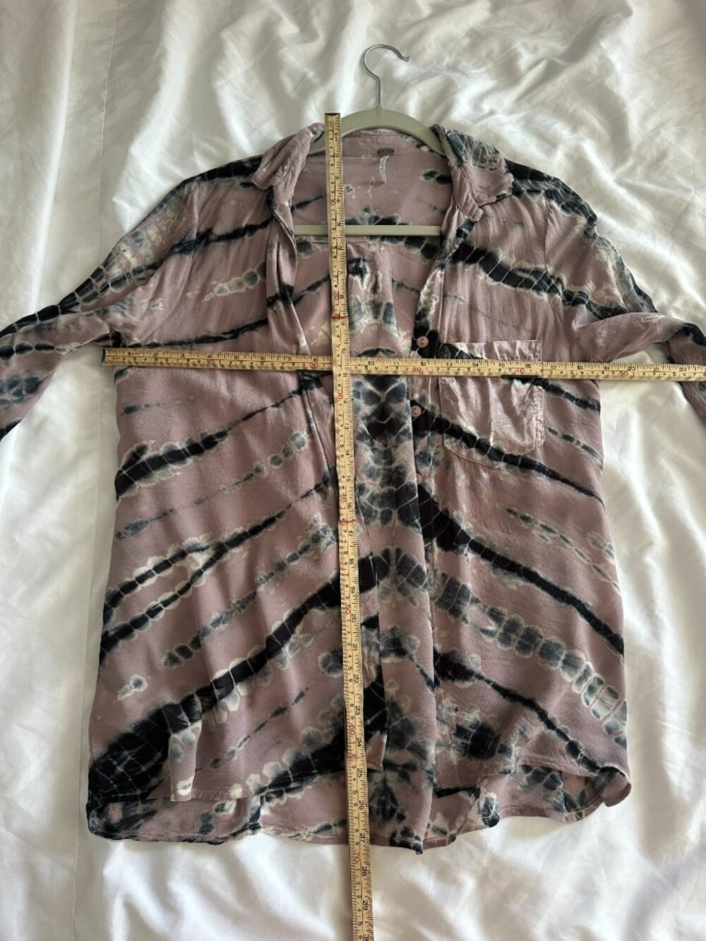 YFB Mauve Tie Dye Viscose Button Front Blouse Women's Small Boho Lightweight - Picture 7 of 7